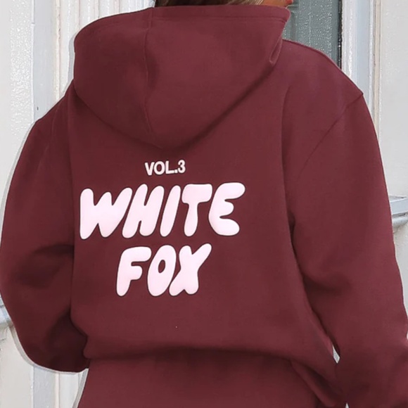 White Fox Hoodie, size XS/S, wine red - Picture 1 of 3